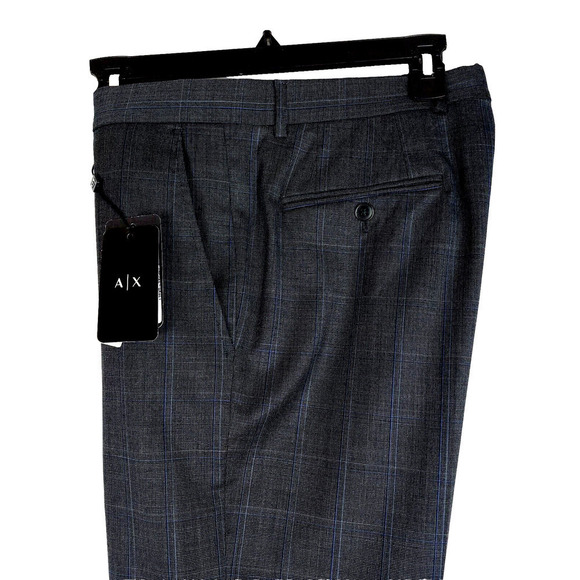 Armani Exchange Men's Modern-Fit Suit Pants Grey Windowpane Plaid 38S NWT